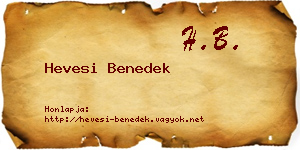 Hevesi Benedek névjegykártya